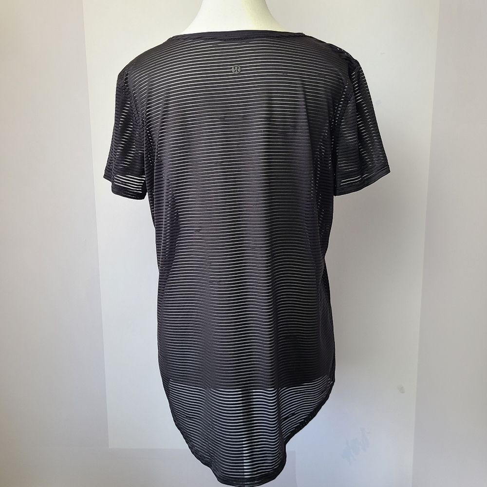 Lululemon Athletica All Love Crew Striped Short Sleeve Semi Sheer Shirt - Picture 2 of 6